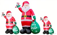 Père Noël gonflable LED de Noël 1,8 m avec Père Noël et bonhomme de neige offrant un cadeau pour la décoration extérieure du Nouvel An et de Noël
