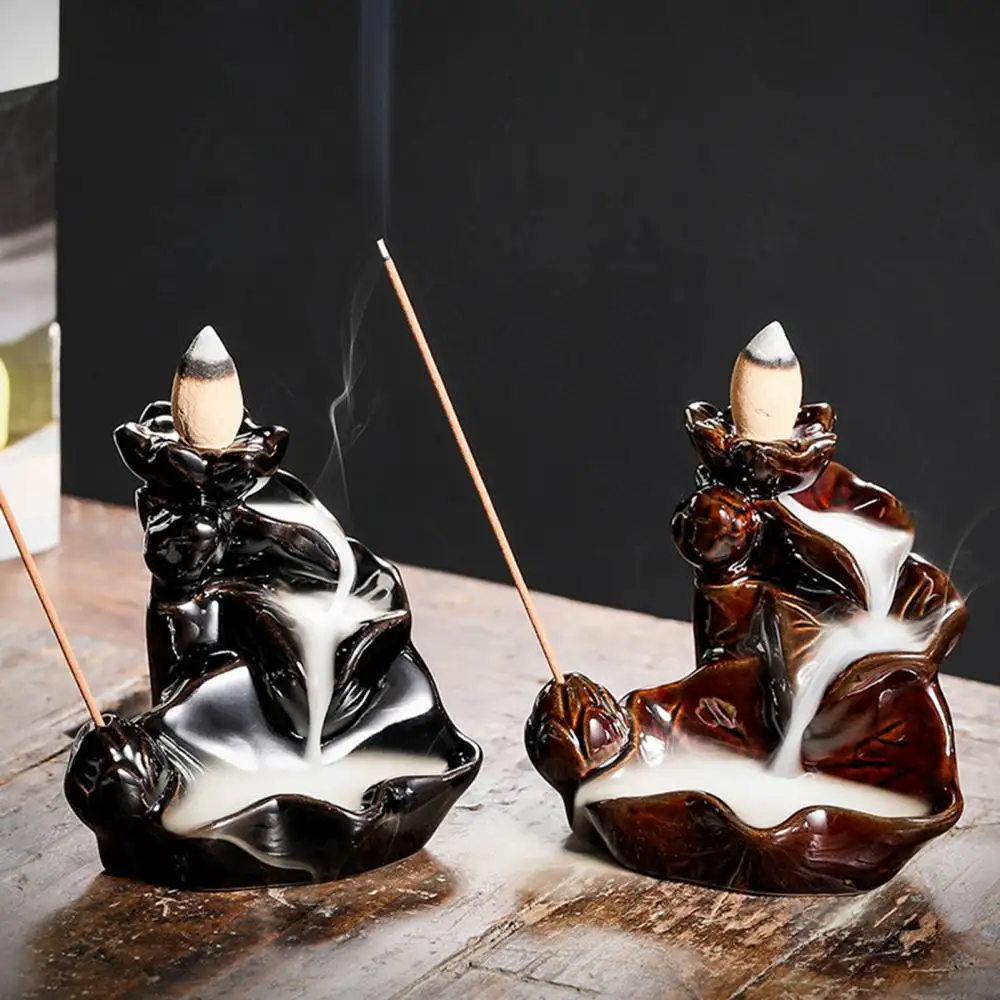 ミニチャイニーズスタイルホルダーマウンテンストリームセラミック香炉香炉滝フレグランス家の装飾