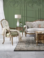 Prix d'usine Meubles de style antique Tissu en bois Fauteuil vert Chaise simple Canapé