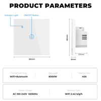 Interrupteur tactile intelligent LangYeao pour chaudière et chauffe-eau, compatible Tuya APP et commande vocale, Wi-Fi, haute puissance 20A/40A, pour climatiseur