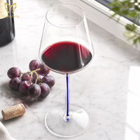 Verres à vin modernes personnalisés de 16 oz, gobelets en cristal soufflé à la main, pied coloré, pour Cabernet, Merlot et vins rouges