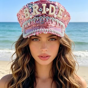 Wholesale 3 MOQ Pink Sequin Pearl Bride Spike Captain Plush Outdoor Beach Casual Burning <strong>Man</strong> Wedding <strong>Festival</strong> Party <strong>Hat</strong> - Product Image 5