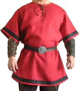 Men Cosplay Medieval Vintage Renaissance Viking Warrior Knight Costume Men Nordic Pirate Tunic Shirt Tops Renaissance