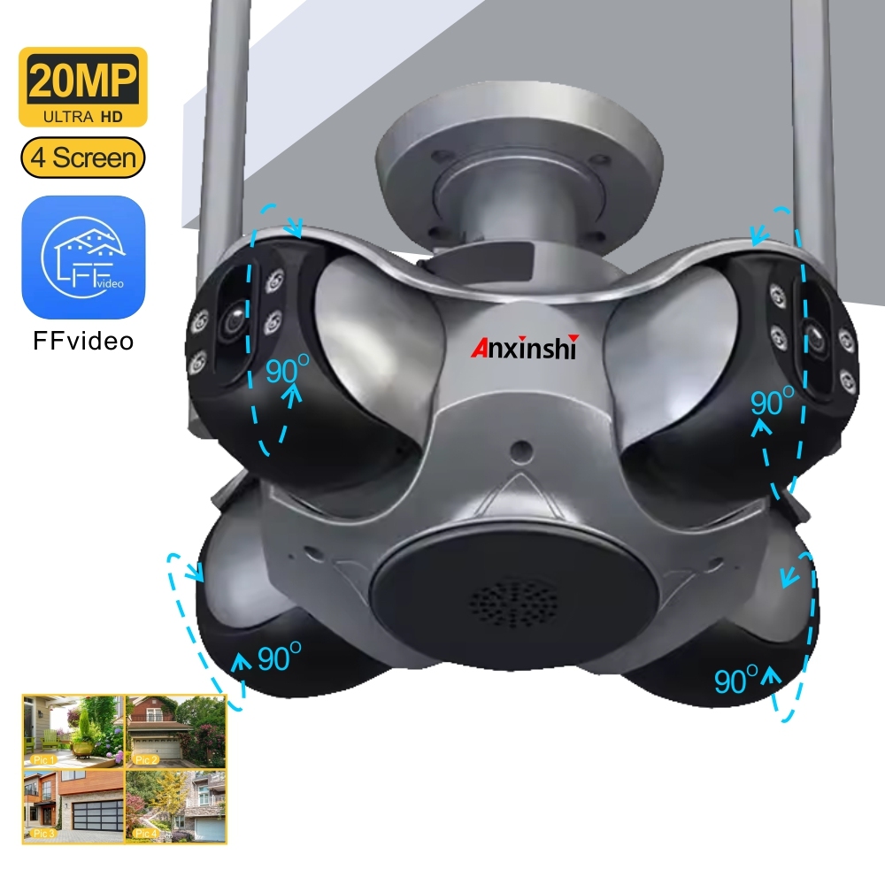 20MP <strong>Outdoor</strong> 4 Screen <strong>WiFi</strong> <strong>PTZ</strong> <strong>Camera</strong> Human Auto Tracking 360 Degree Colorvu Wireless <strong>Camera</strong> for <strong>Outdoor</strong> Use