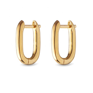 Gemnel Classic Fashion 925 Sterling Silver 18K Gold Leng U Hoop Huggie Pendientes Set - Product Image 3