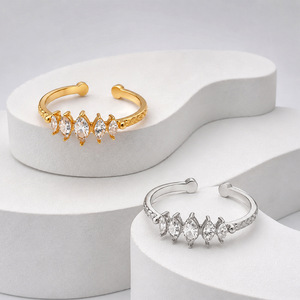 스테인리스 스틸 큐빅 지르코니아 오픈 링 18K PVD 도금 녹 방지 지르콘 여성용 반지 - Product Image 4