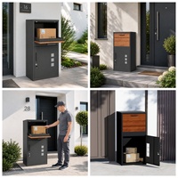 Grande boîte aux lettres allemande extérieure pour la maison, boîtes aux lettres en acier noir antivol, boîte de livraison sécurisée pour colis, boîte de livraison pour le jardin