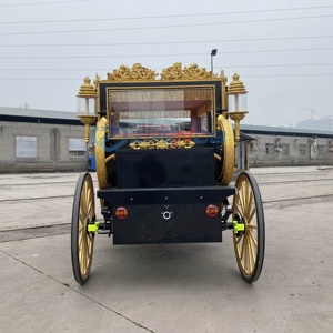 Charrette électrique royale noire en acier avec ornements dorés, 4 roues, alimentée par batterie, pour mariages et visites touristiques - Product Image 6