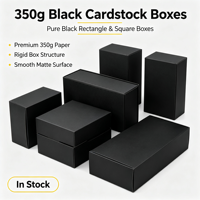 Boîte en carton rectangulaire noire pleine face, épaisseur 2 mm, matériau 350 g/m², emballage simple pour boîte surprise, plusieurs styles disponibles