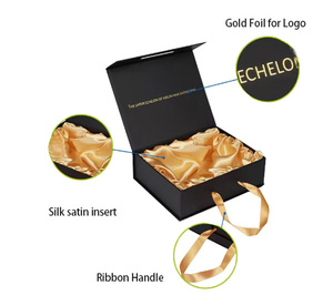 Boîte d'emballage rigide <span class=keywords><strong>en</strong></span> carton noir avec couvercle et base pour cosmétiques, chocolats, vins, gâteaux de lune, soins de la peau, avec logo personnalisé et boîte cadeau garnie de papier déchiqueté - Product Image 3
