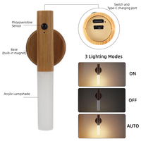 Lampe de nuit moderne LED rechargeable Applique murale à capteur de contrôle Mini lampe d'intérieur Chambre à piles Portable magnétique