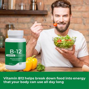 Capsules de vitamine B12 VitaHall OEM 1000 mcg, complément alimentaire pour le cerveau, capsules de vitamine B12 - Product Image 4