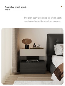 Modern Italian Style <strong>Minimalist</strong> Solid Wood <strong>Bedside</strong> <strong>Table</strong> with 2 Drawers Light Luxury Living Room Storage Cabinet - Product Image 4