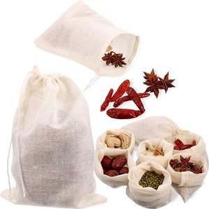 Bolsa de malla de algodón muselina reutilizable de alta calidad para café, especias, té, leche, frutos secos, aperitivos y como bolsa de regalo - Product Image 1
