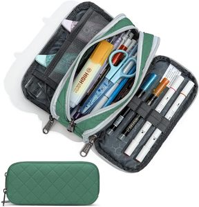Estuche Grande para Lápices de Gran Capacidad con 2 Compartimentos y Cierre de Cremallera para Oficina y Escuela, Uso Adulto - Product Image 2