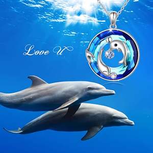 Collier Dauphin Fille Collier Cristal Argent Sterling 925 Collier Dauphin Femme Collier Dauphin Platine Cristal <span class=keywords><strong>Mama</strong></span> Dolphin & Baby - Product Image 5