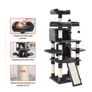 Großer Plüsch-Kratzbaum mit mehreren Ebenen, Katzenhöhle, Hängematte und Sisal-Kratzstämmen für drinnen - Product Image 6