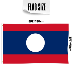 Venta al por mayor, envío rápido, logotipo personalizado, 100% banderas de poliéster, 3x5 pies, República Democrática Popular Lao, <span class=keywords><strong>Laos</strong></span>, <span class=keywords><strong>Bandera</strong></span> de todos los países - Product Image 3