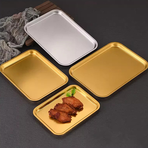 Yurtrain Piatto Rettangolare in Acciaio Inossidabile Stile Coreano con Motivo Solido, per Cena, Cottura e Antipasti, Grado Alimentare - Product Image 1