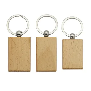 Wood Key Chain Custom Laser Engraved Silkscreen Logo Souvenir Promotion Gift Blank Wood Keychain