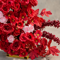 Arche de fleurs artificielles roses rouges autoportante pour mariage, événement, décoration florale de fond, vente en gros