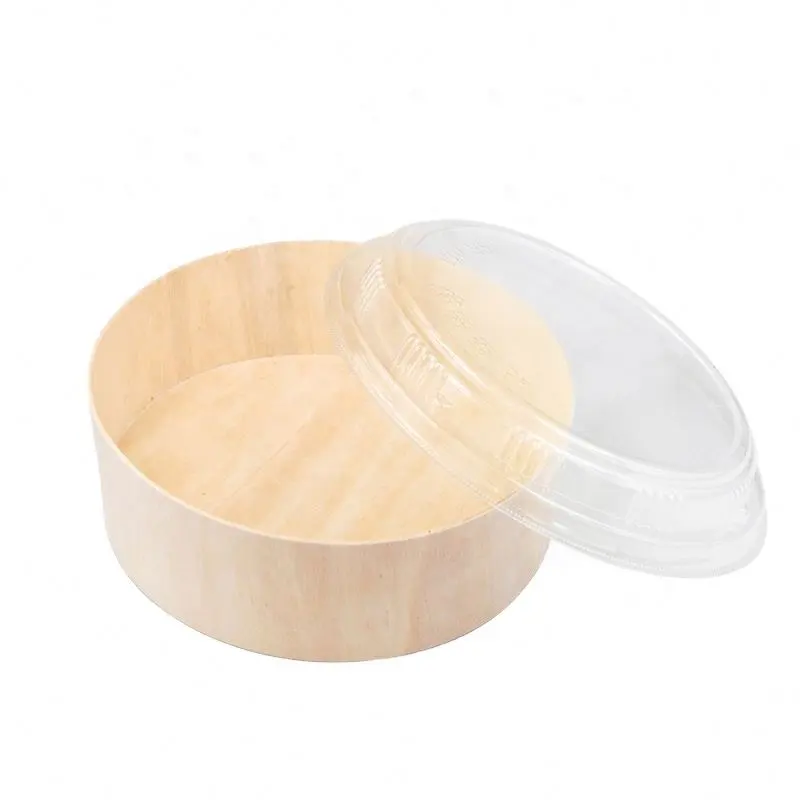 Biodegradable Custom Size Wooden Round Cake Veneer Cheese Box Small Plain Wood Boxes