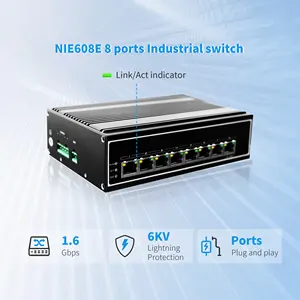 Power Supply Outdoor DIN Rail With Relay Alarm 5 Ports RJ45 Switch Industrial Ethernet Unmanaged