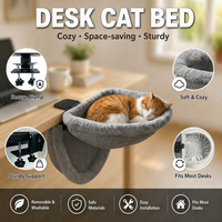 Lit de bureau pliable personnalisable pour chat, avec cadre métallique élargi, hamac en fausse fourrure de lapin détachable et housse amovible