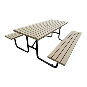 Mobilier de jardin extérieur commercial en plastique, cadre en bois et métal, table de pique-nique de camping avec banc extérieur, terrasse, table à manger pour bière en WPC - Product Image 5