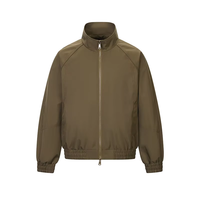 Blouson Bomber Unisexe Ample Coupe-Vent Multi-Poches Col Montant Grande Taille Style Vêtement de Travail Femme 100% Polyester Uni