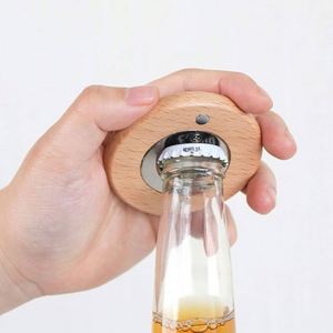 7cm Round Wooden Beer Bottle Opener with Magnet for Refrigerator - Product Image 6