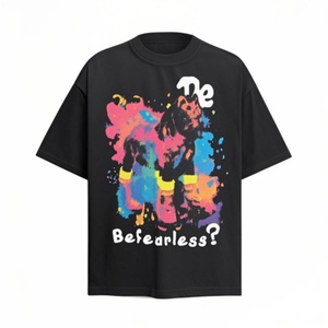 100% Cotton <b>Washed</b> Vintage Feel Men's T-Shirt Custom Spray Art Distressed for Breathable Short Sleeve - Product Image 2