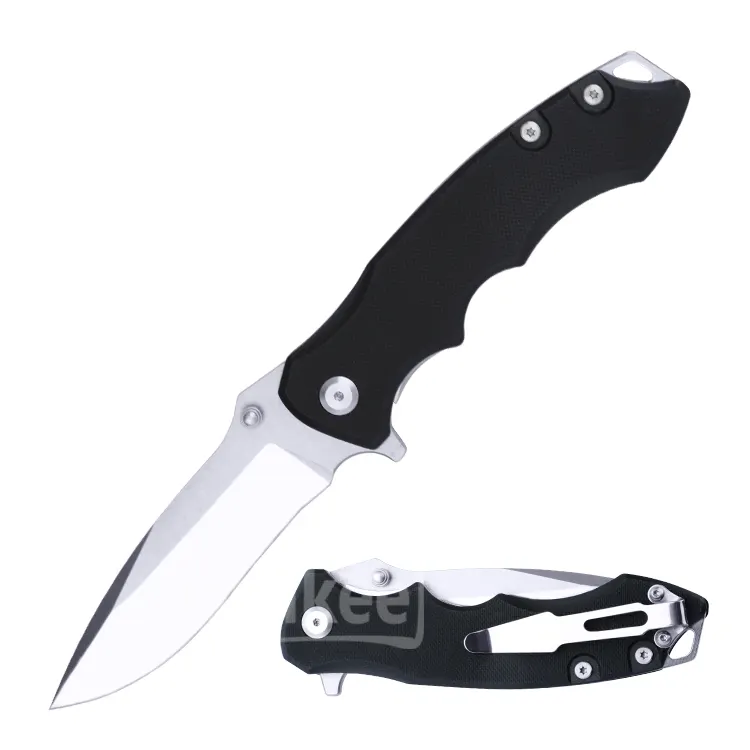 Self Defense Tools Black G10 Handle Camping Folding Survival Pocket Knife