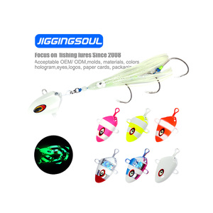 Leurre de pêche JIGGINGSOUL-JL056-New Tête de gabarit lente Pêche lumineuse Jigging <span class=keywords><strong>Octopus</strong></span> Assist Hook Rigs Squid Skirt Metal Jig Lure - Product Image 1