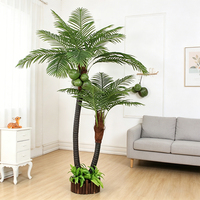 Palmier artificiel haute fidélité en plastique avec feuilles réalistes, taille personnalisable pour usage intérieur/extérieur, toile de fond pour studio et événements
