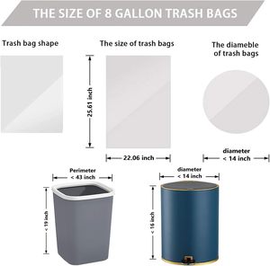 Bolsas de Basura Blancas con Cordón, 120 Unidades, Sin Perfume, Gruesas, de Plástico, para Contenedores de Basura, 22.1 x 25.6 Pulgadas, Aptas para Cestas de Basura de 30L - Product Image 6