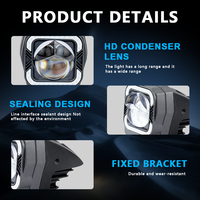 LELANPU Phare auxiliaire laser pour moto, projecteur LED avec halo bleu et œil de démon rouge pour moto, véhicule tout-terrain, OEM
