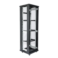 Asterix 42U/45U/32U Armoire de serveur sur pied 19 pouces Porte en verre trempé noir acier SPCC Profondeur 600mm Stock
