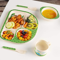 Ensemble de vaisselle pour enfants de 8 pouces sans BPA en RPET, bol en plastique réutilisable de qualité alimentaire avec fourchette et cuillère pour enfants
