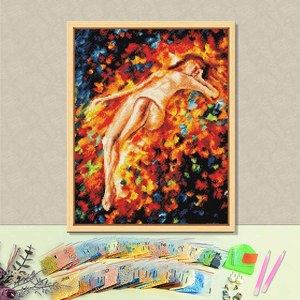Kit de broderie diamant en gros, art nu, avec strass en cristal à foret rond, cadre inclus, art mural DIY moderne rectangulaire - Product Image 1