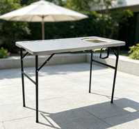 Table pliante de chasse en plastique neuve avec évier pour pique-nique et fête en plein air
