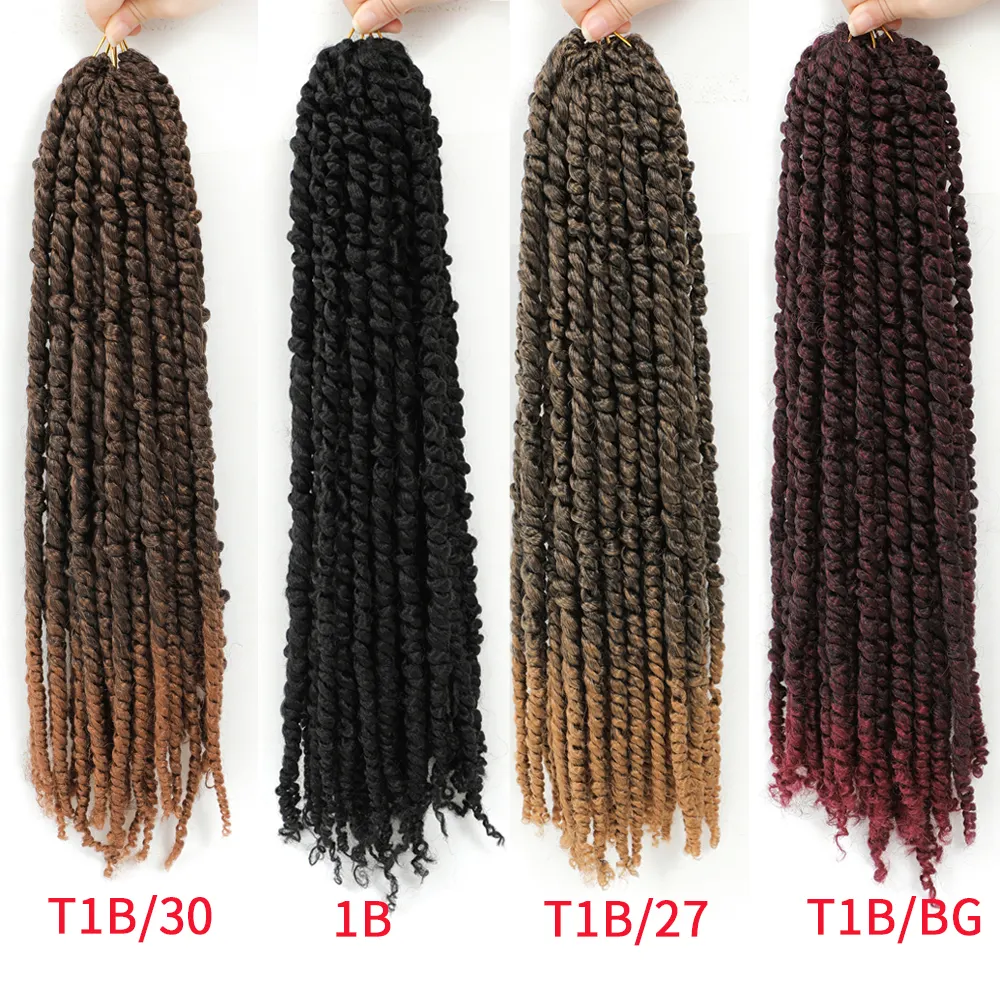 8 Inches / 24 Inches Pre-twisted Passion Twist Crochet Hair Braiding Extension Water Wave Synthetic Braids for Afro Women