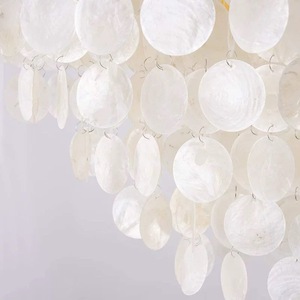 Lampe suspendue coquillage nordique pour salle à manger, art déco, coquille de capiz naturelle, métal fer, E27 LED CE, luxe, chambre, villa, plafonnier suspendu - Product Image 6