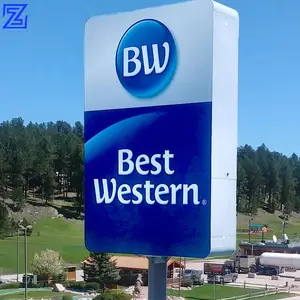 Custom Outdoor Hotel Business Iluminado LED Pylon Sign Comercial Shopping Pylon Sign Publicidade