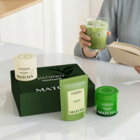 Boîte de conservation alimentaire en fer blanc imprimée sur mesure 30g 50g 80g 100g pour poudre de matcha et de café avec ensemble d'emballage cadeau en sachet stand-up