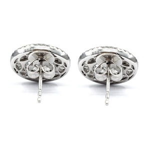 Boucles d'oreilles clous en or blanc massif 18 carats avec fleurs et diamants, plaqué or, cadeau de mariage, bijoux de fiançailles et de fête pour femmes, vente en gros - Product Image 3
