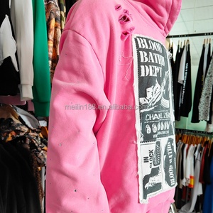 เสื้อฮู้ดดี้ทรงหลวมคุณภาพสูงแบบโอเวอร์ไซส์ ตกแต่งด้วยแพทช์ แอพพลิเคชั่น ทรงครอป บ็อกซี่ สำหรับผู้ชาย ผู้ผลิตเสื้อฮู้ดดี้แบบย้อมสีเอซิด - Product Image 4