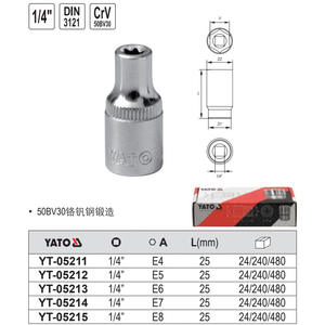 Llave de Tubo Torx Yato de 1/4 Pulgada E4 Cromada para Reparación Industrial y Automotriz - Product Image 1
