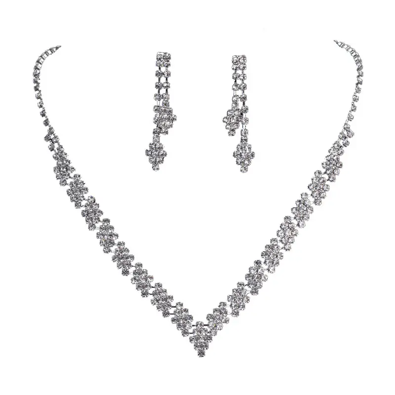Cheap Wedding Brand Designer Bridal African Big For Women White Cubic Zirconia 2 Pieces Jewelry Sets