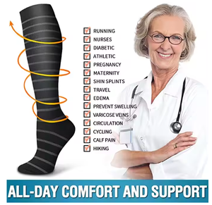 Calcetines de Compresión para Hombre y Mujer, Medias hasta la Rodilla, 20-30mm Hg, Edema, Diabetes, Venas Varicosas, Calcetines de Compresión para Enfermera, Calcetín Deportivo para Correr - Product Image 6